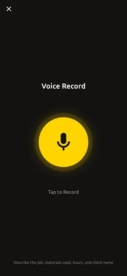 Voice Record screen with one large microphone button
